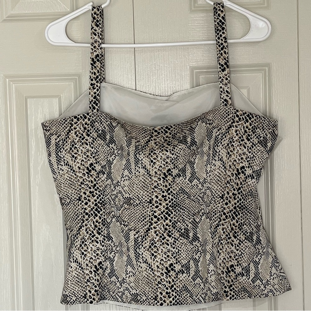 Doncaster Python Print Silk Cami Zip Side Beige And Black Size 8 - Picture 3 of 7